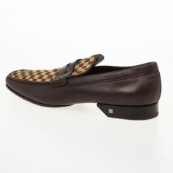 Pre Owned Louis Vuitton Damier Sauvage Pony Hair & Leather Loafers Size 43.5