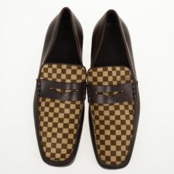 Pre Owned Louis Vuitton Damier Sauvage Pony Hair & Leather Loafers Size 43.5