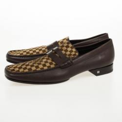 Pre Owned Louis Vuitton Damier Sauvage Pony Hair & Leather Loafers Size 43.5