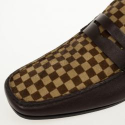Pre Owned Louis Vuitton Damier Sauvage Pony Hair & Leather Loafers Size 43.5