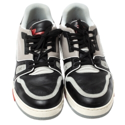 مملوكة مسبقًا Louis Vuitton Black/Grey Leather LV Trainer Sneakers Size 44
