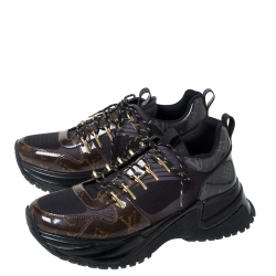 Louis Vuitton Black/Brown Monogram Canvas and Mesh Run Away Pulse Sneakers Size 41