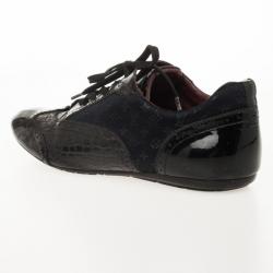 مملوكة مسبقًا Louis Vuitton Black Croc Embossed Patent Sneakers Size 43