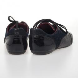 مملوكة مسبقًا Louis Vuitton Black Croc Embossed Patent Sneakers Size 43