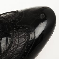 مملوكة مسبقًا Louis Vuitton Black Croc Embossed Patent Sneakers Size 43