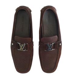 Louis Vuitton Petit Damier Canvas Monte Carlo Suede Moccasins Size 43