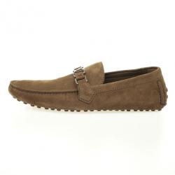 Pre Owned Louis Vuitton Green Suede Hockenheim Loafers Size 44