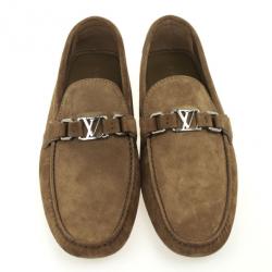 Pre Owned Louis Vuitton Green Suede Hockenheim Loafers Size 44