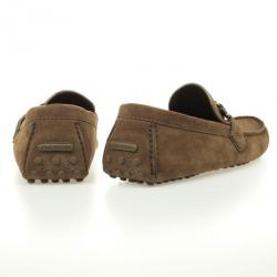 Pre Owned Louis Vuitton Green Suede Hockenheim Loafers Size 44