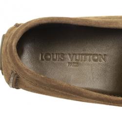 Pre Owned Louis Vuitton Green Suede Hockenheim Loafers Size 44