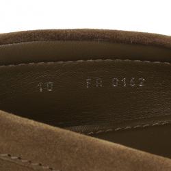 Pre Owned Louis Vuitton Green Suede Hockenheim Loafers Size 44