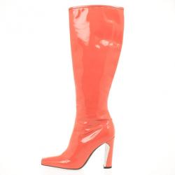 Pre Owned Louis Vuitton Orange Patent Knee Length Boots Size 36