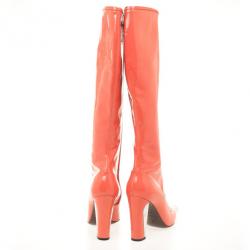 Pre Owned Louis Vuitton Orange Patent Knee Length Boots Size 36