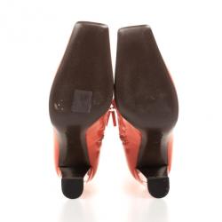 Pre Owned Louis Vuitton Orange Patent Knee Length Boots Size 36