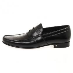 Louis Vuitton Black Damier Embossed Santiago Loafers Size 42.5 Louis Vuitton