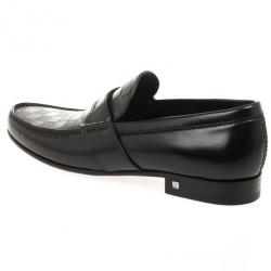 Pre Owned Louis Vuitton Black Damier Embossed Santiago Loafers Size 42.5
