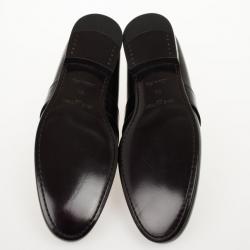 Pre Owned Louis Vuitton Black Damier Embossed Santiago Loafers Size 42.5
