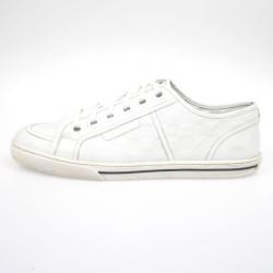 Pre Owned Louis Vuitton White Leather Damier Sneakers Size 43