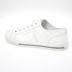 Pre Owned Louis Vuitton White Leather Damier Sneakers Size 43