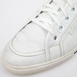 Pre Owned Louis Vuitton White Leather Damier Sneakers Size 43