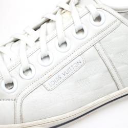 Pre Owned Louis Vuitton White Leather Damier Sneakers Size 43