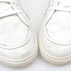 Pre Owned Louis Vuitton White Leather Damier Sneakers Size 43