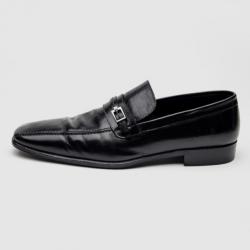Pre Owned Louis Vuitton Damier Graphite Calfskin Loafers With Buckle Straps Size 43.5