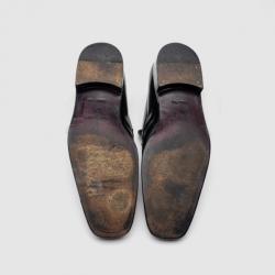 Pre Owned Louis Vuitton Damier Graphite Calfskin Loafers With Buckle Straps Size 43.5