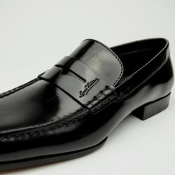 Pre Owned Louis Vuitton Black Glazed Leather Loafers Size 40