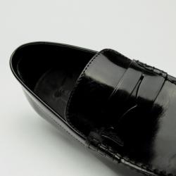 Pre Owned Louis Vuitton Black Glazed Leather Loafers Size 40