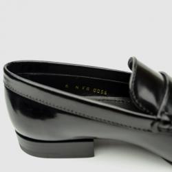 Pre Owned Louis Vuitton Black Glazed Leather Loafers Size 40