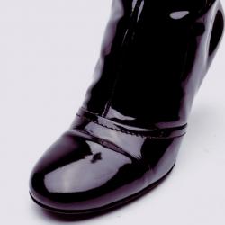 Pre Owned Louis Vuitton Purple Metallic Leather Ankle Boots Size 38.5