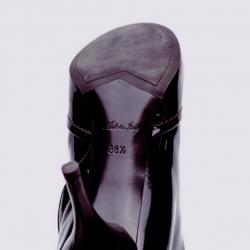 Pre Owned Louis Vuitton Purple Metallic Leather Ankle Boots Size 38.5