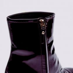 Pre Owned Louis Vuitton Purple Metallic Leather Ankle Boots Size 38.5