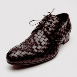 مملوكة مسبقًا Louis Vuitton Brown Cary Derby In Braided Calf Lace Up Shoes Size 43