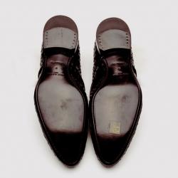 مملوكة مسبقًا Louis Vuitton Brown Cary Derby In Braided Calf Lace Up Shoes Size 43