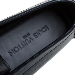 Pre Owned Louis Vuitton Navy Blue Leather Monte Carlo Loafers Size 41.5