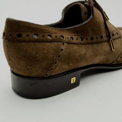 مملوكة مسبقًا Louis Vuitton Brown Suede Brogue Lace Up Shoes Size 40