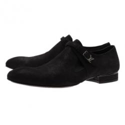 Pre Owned Louis Vuitton Black Suede Vesuvio Oxfords Size 42