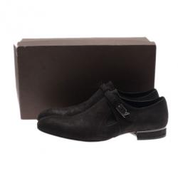 Pre Owned Louis Vuitton Black Suede Vesuvio Oxfords Size 42