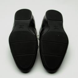 Pre Owned Louis Vuitton Black Glazed Calf Leather Sandstone Richelieu Lace Up Shoes Size 44