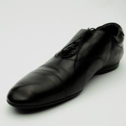 Pre Owned Louis Vuitton Black Glazed Calf Leather Sandstone Richelieu Lace Up Shoes Size 44