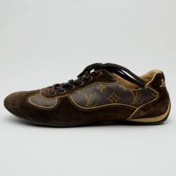 Pre Owned Louis Vuitton Brown Offshore Sneakers In Mix Patchwork Size 43