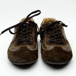 Pre Owned Louis Vuitton Brown Offshore Sneakers In Mix Patchwork Size 43