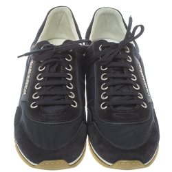 Pre Owned Louis Vuitton Blue Suede Leather And Nylon Trainers Low Top Sneakers Size 44