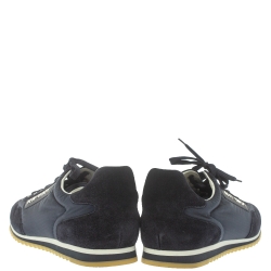 Pre Owned Louis Vuitton Blue Suede Leather And Nylon Trainers Low Top Sneakers Size 44