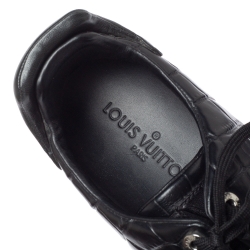 Pre Owned Louis Vuitton Black Crocodile Embossed Leather Frontrow Sneakers Size 43