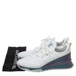 Pre Owned Louis Vuitton White Knit Fabric Aftergame Lace Up Sneakers Size 41.5