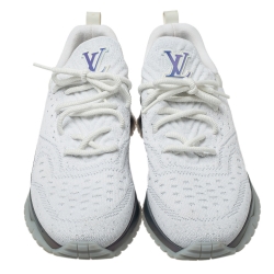 Pre Owned Louis Vuitton White Knit Fabric Aftergame Lace Up Sneakers Size 41.5