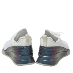 Pre Owned Louis Vuitton White Knit Fabric Aftergame Lace Up Sneakers Size 41.5